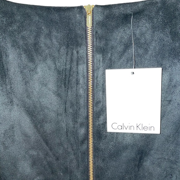 NWT Calvin Klein Black Suede Fringe Dress - Picture 3 of 10